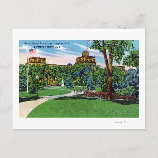 Cartão Postal Congress Park View do Grand Union Hotel (Frente)