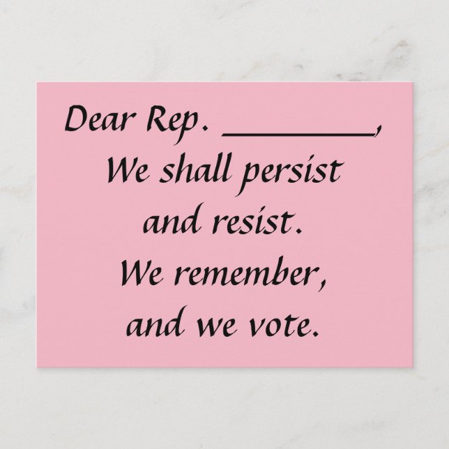 Cartão Postal Congresso persiste resiste lembre-se de votar (Frente)