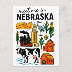 Cartão Postal Conheça Me Em Marcos Ícones de Nebraska
