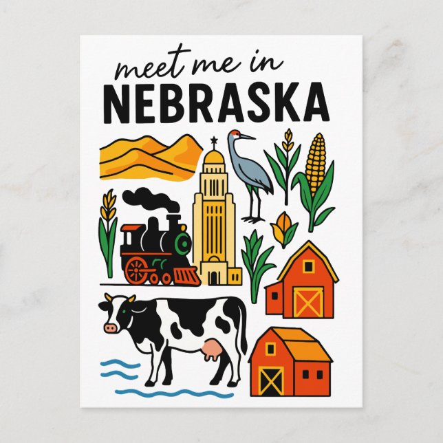 Cartão Postal Conheça Me Em Marcos Ícones de Nebraska (Frente)
