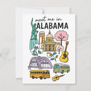 Cartão Postal Conheça-me no Alabama Ícones de Viagem