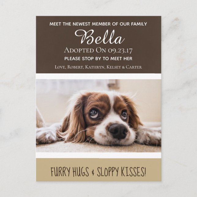 Cartão Postal Conheça o Novo Membro Anúncio "Novo Cachorro" (Frente)