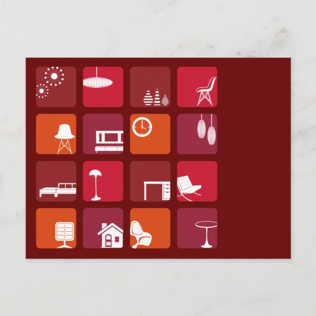 Cartão Postal Conjunto de Ícones Internos (Frente)