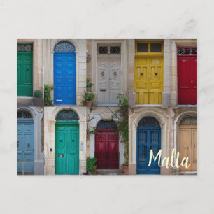 Cartão Postal Conjunto de portas frontais coloridas em Malta