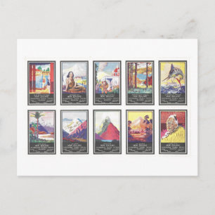 Cartão Postal Conjunto de Selos Antigos da Nova Zelândia