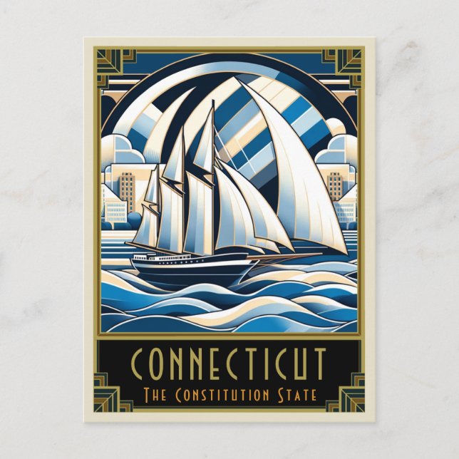 Cartão Postal Connecticut | Art Deco (Frente)