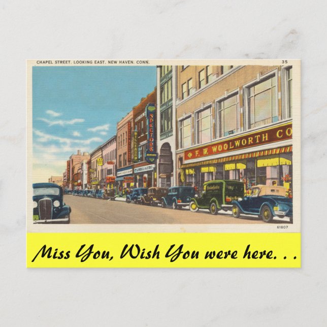 Cartão Postal Connecticut, Chapel Street, New Haven (Frente)