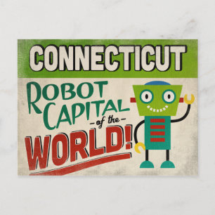 Cartão Postal Connecticut Robot - Engraçado Vintage