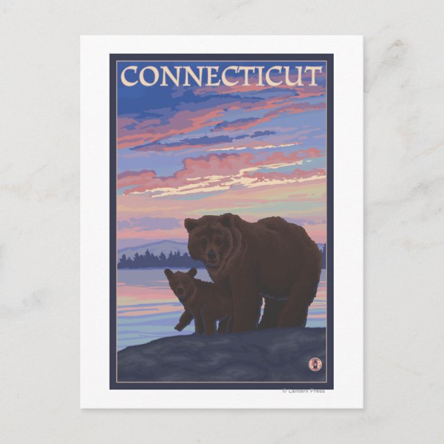 Cartão Postal ConnecticutBear e Cub (Frente)