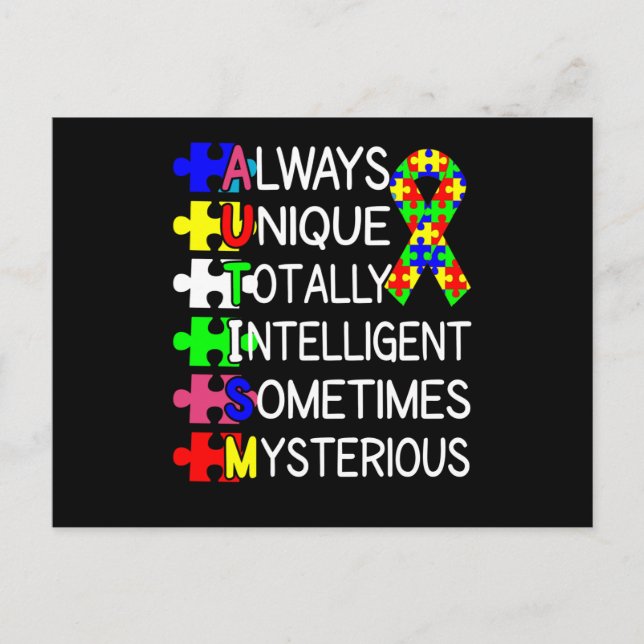 Cartão Postal Consciência Autismo Sempre Única (Frente)