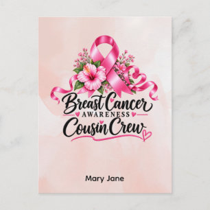 Cartão Postal Conscientização do Câncer de Mama Fita Rosa
