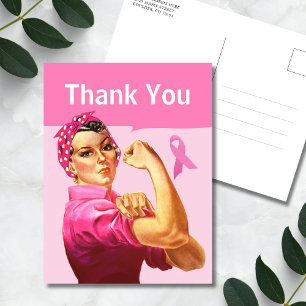 Cartão Postal Conscientização do Câncer de Mama Obrigado Fita Ro