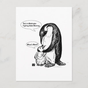 Cartão Postal Conscientização sobre Pinguins