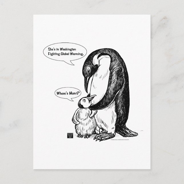 Cartão Postal Conscientização sobre Pinguins (Frente)