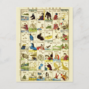 Cartão Postal Conselho do alfabeto chinês