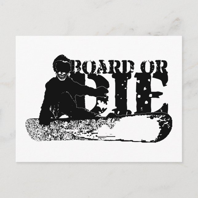 Cartão Postal conselho ou morra. skeleboarder. (Frente)