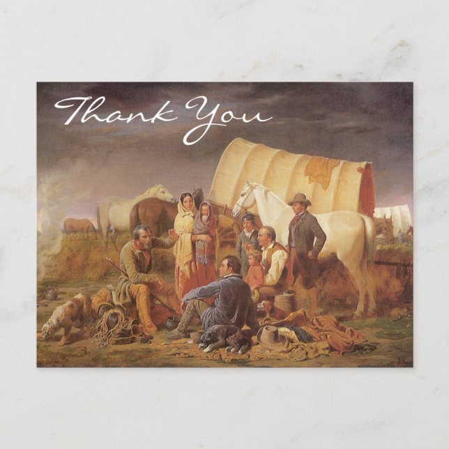 Cartão Postal Conselhos na Pradaria de William Ranney, Obrigado (Frente)