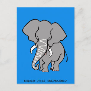 Cartão Postal Conservação do ELEFANTE africano desenhado à mão —