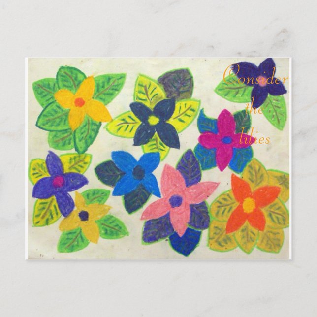 Cartão Postal Considere a Escritura de Lírios John 13:34-35 (Frente)