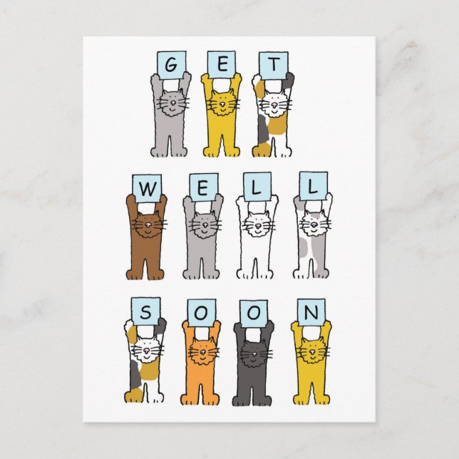 Cartão Postal Consiga Bem Em Breve Gatos De Cartoon (Frente)