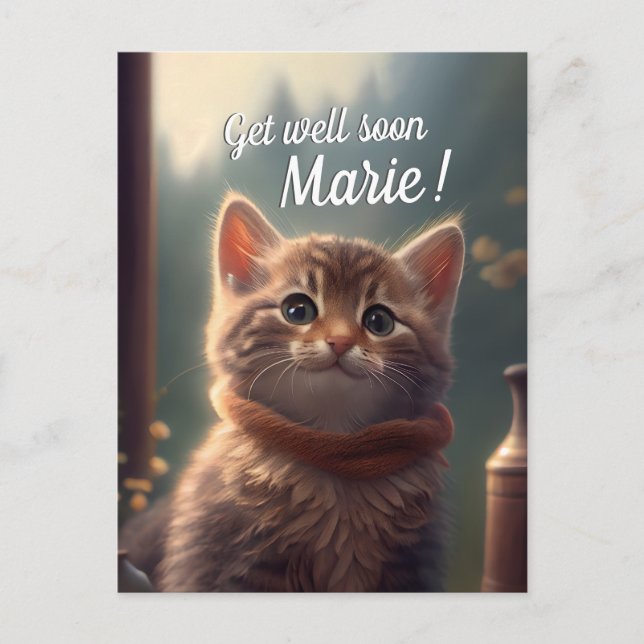 Cartão Postal Consiga Bem Em Breve Kitten Com Scarf, personalizá (Frente)