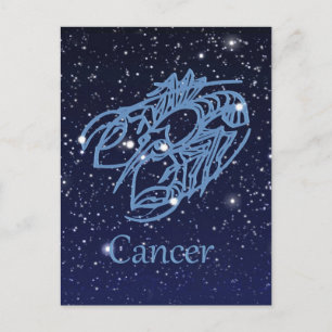 Cartão Postal Constelação de Câncer e Signo do Zodíaco com Estre