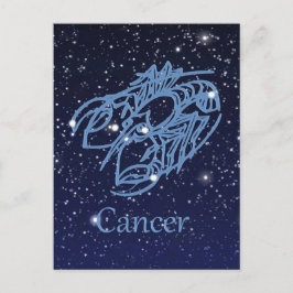 Cartão Postal Constelação de cancer e Sinal Zodiac com Estrelas