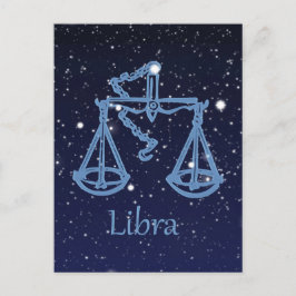 Cartão Postal Constelação de Libra e Sinal de Zodíaco com Estrel