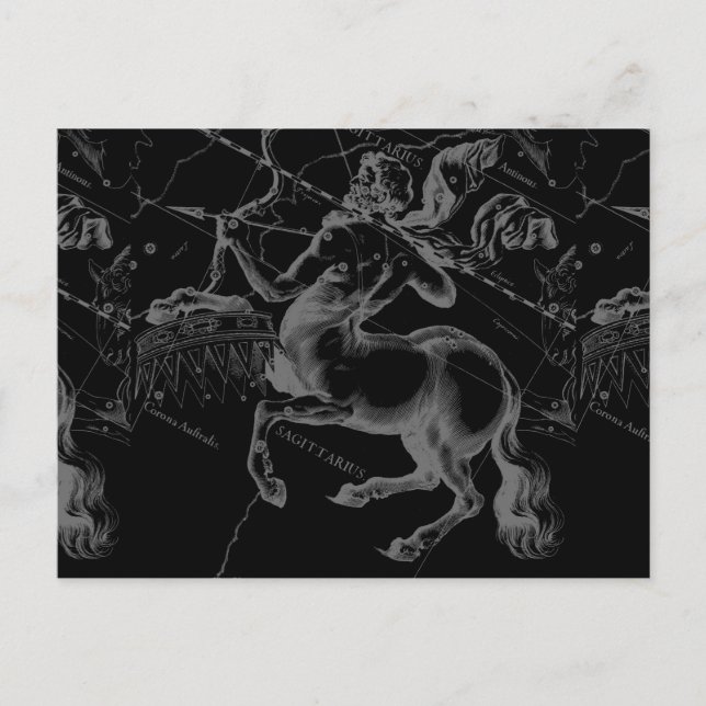 Cartão Postal Constelação de Sagittarius Classy Hevelius Engave (Frente)