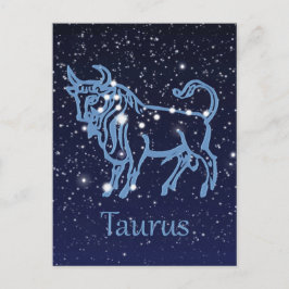 Cartão Postal Constelação de Touro & Signo do Zodíaco com Estrel