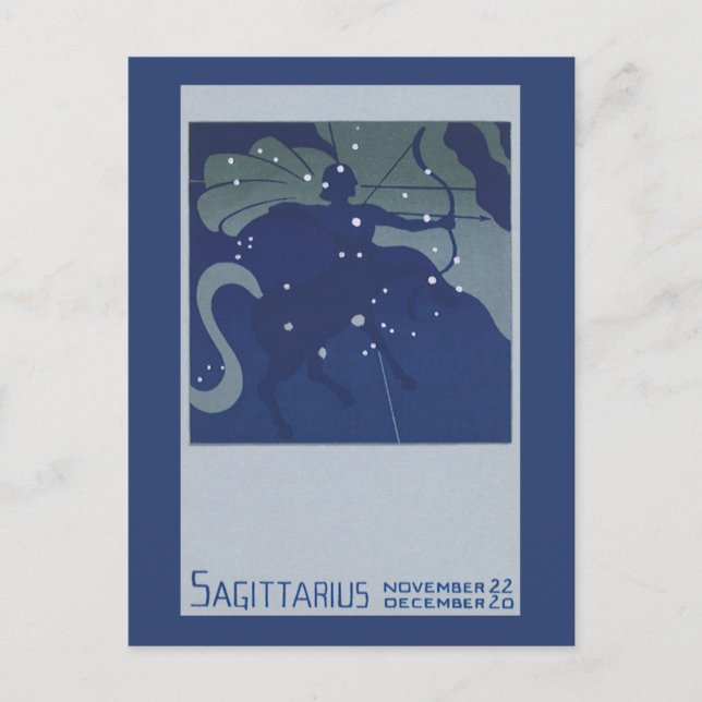 Cartão Postal Constelação Sagittarius Vintage Astrologia Zodiac (Frente)