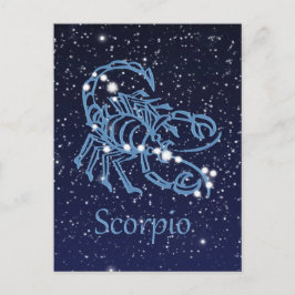 Cartão Postal Constelação Scorpio e Sinal Zodíaco com Estrelas