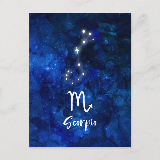 Cartão Postal Constelação Zodiacal de Escorpião Galáxia Azul Cel (Frente)