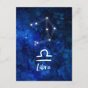 Cartão Postal Constelação Zodiacal de Libra Galáxia Azul Celeste