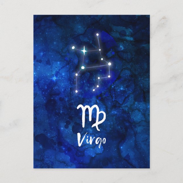 Cartão Postal Constelação Zodiacal de Virgem Galáxia Azul Celest (Frente)