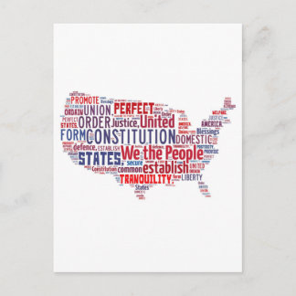 Cartão Postal Constituição dos Estados Unidos em Forma de EUA