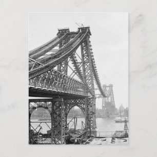 Cartão Postal Construção da Ponte de Williamsburg, 1901