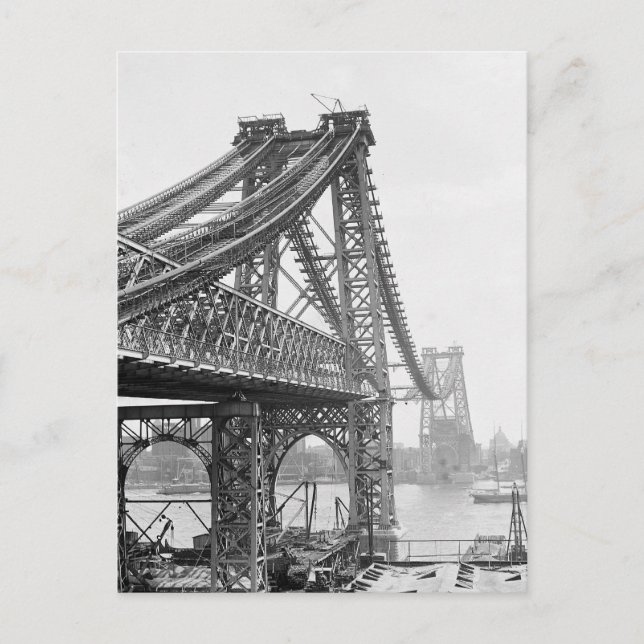 Cartão Postal Construção da Ponte de Williamsburg, 1901 (Frente)