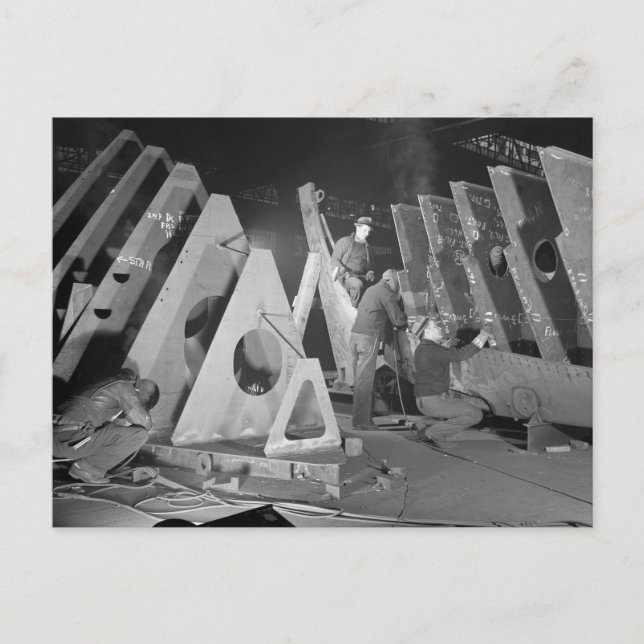 Cartão Postal Construção de navios de liberdade, 1941 (Frente)