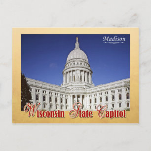 Cartão Postal Construção do Capitólio do estado de Wisconsin 