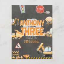 Construction Birthday Invitation