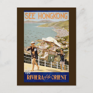 Cartão Postal Consulte Viagens vintage de Hong Kong Restaurado