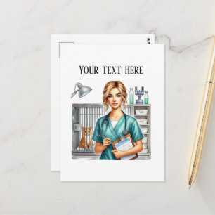 Cartão Postal Consultório Veterinário Fofo personalizável