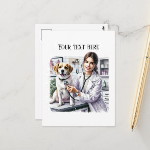 Cartão Postal Consultório Veterinário Fofo personalizável