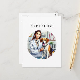 Cartão Postal Consultório Veterinário Fofo Postcard personalizáv