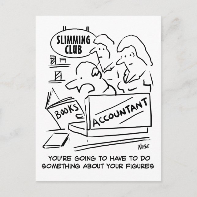 Cartão Postal Contador Verifica os Livros em um Clube de Emagrec (Frente)