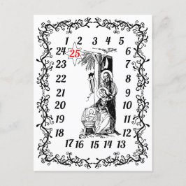 Cartão Postal Contagem de Natal de Calendário Avançado Religioso