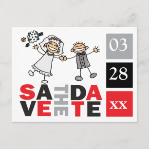 Cartão Postal Contemporâneo Salve A Data Feliz Casamento De Recé