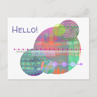 Cartão Postal Contemporary Pastel Geometric Circles Hello