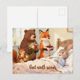 Cartão Postal Conto de Fadas - Animal Doente em Casa com Visitan